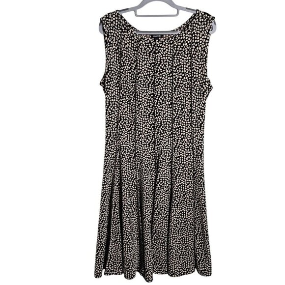 Forever 21 Dresses & Skirts - FOREVER 21 Fit & Flare Dress BLACK w TAN COFFEE BEAN Polka Dot size XL P Preppy